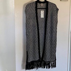 Chico's Patterned Fringe-Detail Sweater Vest